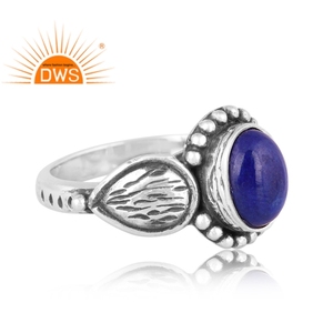 Hot Selling Oxidized Sterling Silver Natural <b>Lapis</b> <b>Lazuli</b> Gemstone Statement <b>Ring</b> Custom Jewelry Manufacturer - Product Image 3