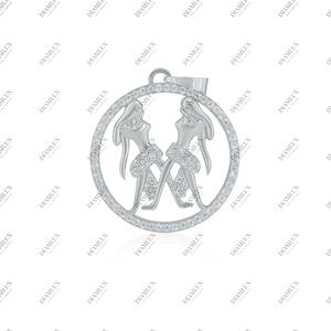 จี้รูปราศีเมถุนประดับเพชรโมอิสซาไนต์ VVS เครื่องประดับผู้หญิงสุดหรูในราคาที่ดีที่สุด - Product Image 5