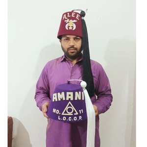 BRICKS MASONS Shriners Fez Hat Maroon With White Sparkling <b>Rhinestones</b> Row Painting Resin Crafts cap High Quality Fez HAT 2026 - Product Image 3