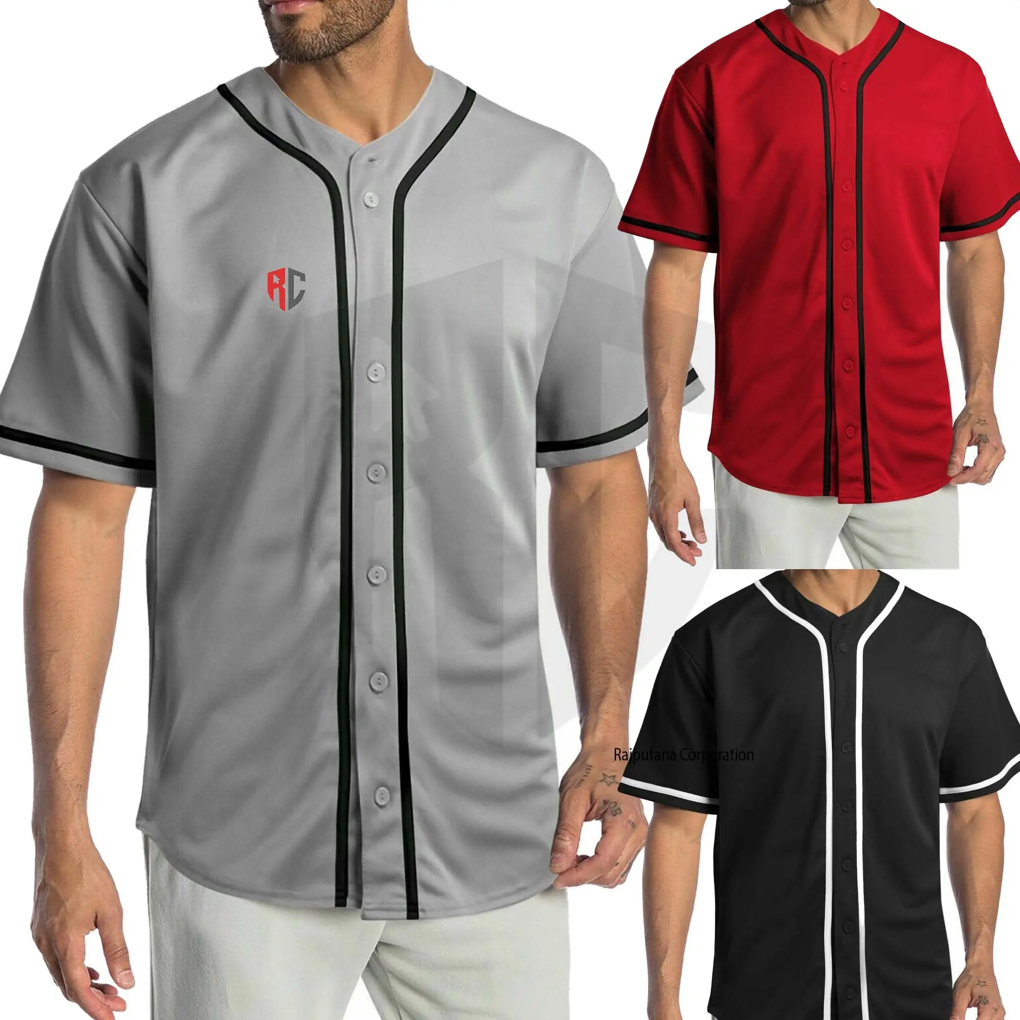 Hoge Kwaliteit Licht Gewicht Korte Mouw Sublimatie Bedrukt Sportkleding Uniform Voor Heren Honkbal Jersey T-Shirt Uniform