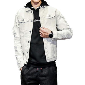 แจ็กเก็ตยีนส์สำหรับผู้ชายเสื้อคลุมยีนส์สีน้ำเงินสไตล์สตรีทโอเวอร์ไซส์เสื้อคลุมยีนส์วินเทจสำหรับผู้ซื้อแฟชั่น - Product Image 5