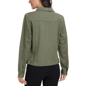 Veste en jean pour femme style urbain personnalisée pour l'hiver, avec rembourrage en coton imprimé uni, deux poches et broderie tricotée - Product Image 2