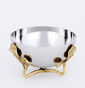 Metal Handicrafts Modern Design Fruit & Salad Bowls Floral Patterns Stainless Steel And Brass Hammer Surface Nut Bowls And <b>Trays</b> - Product Image 3