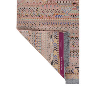 Tapis noués à la main en laine et soie de bambou à motifs géométriques Manchaha, rose et violet, pour usage domestique - Les-2888 - Product Image 5