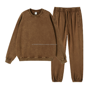 Conjunto de Sudadera y Pantalones Deportivos de Alta Calidad con Lavado Ácido para Hombre, Chándales 100% Algodón French Terry Unisex para Hombre - Product Image 2