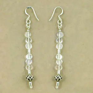 Boucles d'oreilles pendantes en argent sterling 925 avec pierre transparente, accessoire de mode pour femme, cadeau - Product Image 2