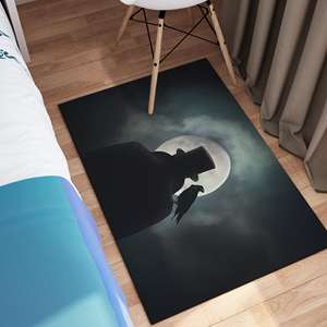 Alfombra con estampado de silueta de hombre con sombrero, decoración moderna para el hogar, lavable a máquina, alfombra de chenilla - Product Image 4