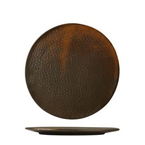 Plaque de chargement en bronze martelé avec surface texturée ronde en métal et bord lisse - Product Image 1
