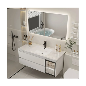 Meubles de salle de bain modernes et étanches de qualité supérieure contreplaqué PVC meubles muraux armoires de lavabo classiques - Product Image 2