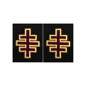 Manchettes maçonniques de haute qualité, croix des Chevaliers Templiers, brodées en moiré noir, nouveau style, en tissu à coudre ou à fixer par aimant - Product Image 4
