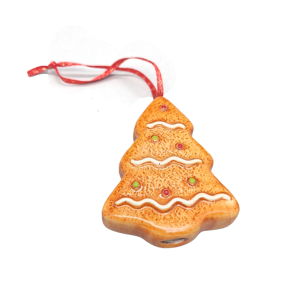 เครื่องประดับต้นคริสต์มาสรูปคุกกี้เซรามิกสีน้ำตาลขิงแบบคลาสสิกจาก Win Seng ขายส่ง ทาสีด้วยมือเคลือบลายจุด - Product Image 2