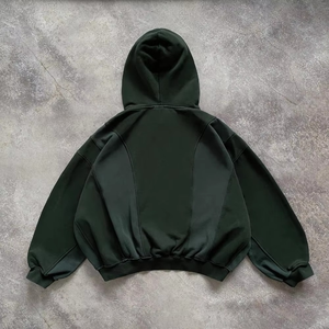 Sweat à capuche Boxy surdimensionné de luxe pour hommes poids lourd 100% coton hiver pull en détresse avec Applique brodée lavée à l'acide - Product Image 2