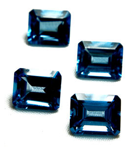 พลอยบุษราคัมสีฟ้าธรรมชาติเจียระไนเป็นรูปแปดเหลี่ยมอัญมณีหลวมวัสดุพร้อมส่ง - Product Image 1