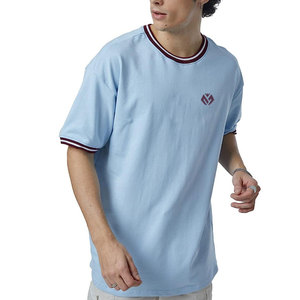 T-shirts de haute qualité avec impression simple de logo sur mesure pour hommes T-shirt surdimensionné en coton de couleur bleu clair lourd pour hommes - Product Image 4