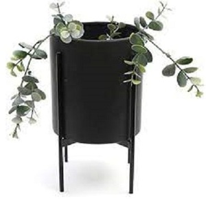 Support à plantes moderne en fer forgé, pot à fleurs sur pied, finition noire en poudre, pour maison, villa, hôtel - Product Image 1
