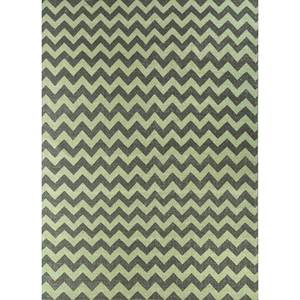 Tapis en laine tissée plate vert grande taille Indusbar DWRM-151, motif chevron rayé, pour la maison, le couloir, la chambre à coucher - Tapis de chambre en jute - Product Image 1