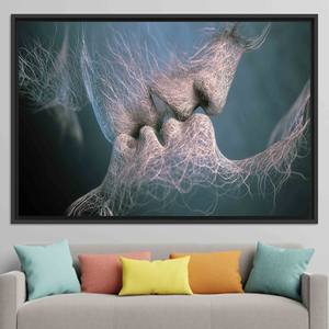 Enchanted Embrace: Sensual Couple Art Printed Canvas for Elegant Decor,BLACK <b>FRAMED</b> CANVAS - Product Image 1