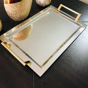 <b>Large</b> Serving Metal <b>Tray</b> Rectangular Serving <b>Tray</b> With Handle Housewarming Gift <b>Tray</b> For Household - Product Image 4