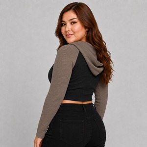 Sudadera Corta de Algodón para Mujer, Nueva Colección 2026, de Alta Calidad, con Estampado Digital y Logotipo Frontal, Estilo Urbano, Proveedor y Fabricante OEM - Product Image 3