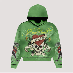 Cagoule à capuche personnalisée pour hommes 100% coton, poids lourd, surdimensionné, double fermeture éclair, épaule tombante pour l'hiver - Product Image 1