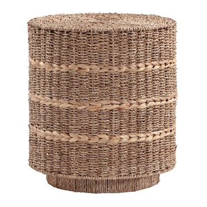 Handwoven Seagrass Side <b>Table</b> Natural Round Woven Accent <b>Table</b> Eco-Friendly Boho Furniture Lightweight <b>Stool</b> - Product Image 5