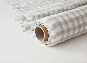 Tela de lino 100% orgánico Natural lavada a la piedra a cuadros blanco Beige tejido técnicas para textiles para el hogar ropa de cama sofá vestidos-para - Product Image 4