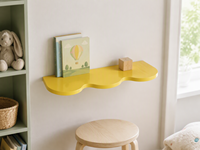 Étagère murale flottante en bois jaune en forme de nuage, support de rangement, présentoir, organisateur pour la décoration du salon et de la chambre