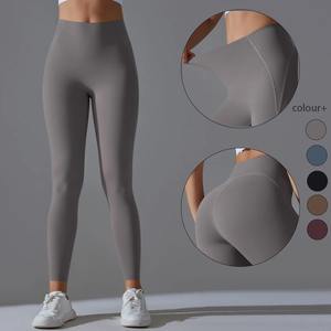 Pantalones de gimnasio de alta calidad para mujer, mallas de Yoga sólidas personalizables, cintura elástica, cintura alta, hechas de Spandex/nailon - Product Image 2