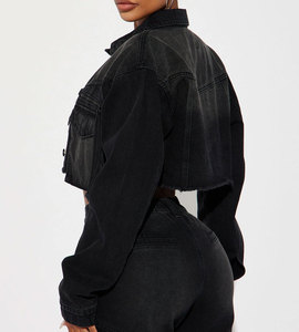 High Street Mujeres Casual Loose Denim Cargo Jeans Outfit Mid Blue Wash Crop Tank Top Mini Falda Botón Decoración para el invierno - Product Image 2