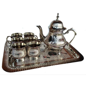 Juego de Café o Té Vintage de Latón de Alta Calidad con Hermoso Grabado, Acabado Pulido y Color Blanco para Hogar y Hotel - Product Image 6