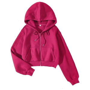 เสื้อฮู้ดครอปท็อปผู้หญิงไซส์ใหญ่ ผ้าฝ้าย 100% พิมพ์ลายโลโก้ด้านหน้า แฟชั่นฤดูหนาวคุณภาพสูง ขายส่ง รับผลิตตามแบบ - Product Image 3