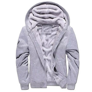 Fur <b>Lined</b> Hooded Men's Winter Thick Warm <b>Sherpa</b> Fleece <b>Hoodie</b> Zip Sweater Custom Color Custom Logo - Product Image 5