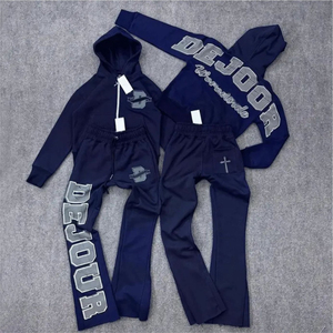 Chándal con Capucha de Talla Grande, Personalizado con Logotipo, Diseño 2026, Etiqueta Privada, Impresión, Ligero, Felpa Técnica, Pantalones y Sudadera con Efecto Desgastado por el Sol - Product Image 5