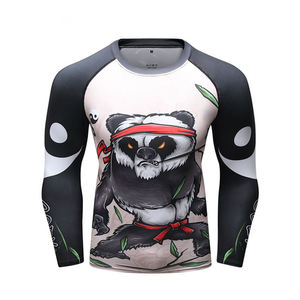 OEM al por mayor de manga larga Rash Guard Jiu Jitsu camisa de compresión UV personalizado impreso MMA Logo verano Surf impreso compresión hombres - Product Image 3