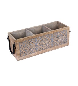 Porte-couverts en bois de qualité supérieure design classique 3 sections support de rangement des couverts pour la vaisselle à manger porte-couverts - Product Image 4