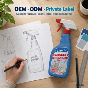 Spray detergente cristalli 500ml Senza strofinare, ad asciugatura rapida, soluzione detergente per lampadari in cristallo, per paralumi in vetro e applique a goccia, OEM Private Label - Product Image 6