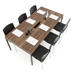 Contemporary Design 200x100cm Meeting <b>Table</b> with <b>Adjustable</b> Sleek HBSL023 <b>Legs</b> Plywood and Melamine Wood Office Furniture - Product Image 1