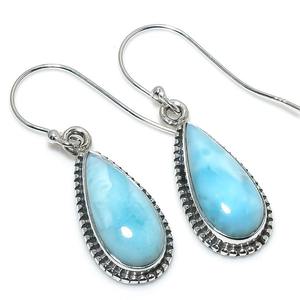 Handmade Classical Earrings 925 <b>Solid</b> <b>Silver</b> Jewelry For Women 925 Sterling <b>Silver</b> Larimar Gemstone Boho Style Earrings Gift For - Product Image 1