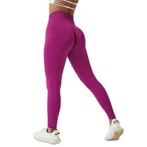 Wholesale High Waist Seamless OEM logo Custom Women Girls Yoga <b>Tummy</b> <b>Control</b> Workout <b>Gym</b> Pant Elastic Soft <b>Legging</b> <b>Leggings</b> - Product Image 3