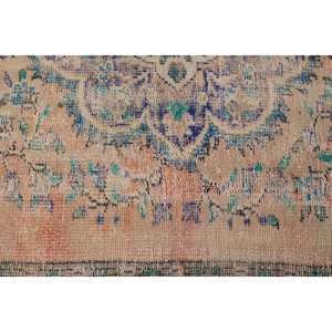 Alfombra Vintage Estilo Runner, Alfombra Turca de 2.5x8.7 pies, Alfombra de Lana Azul con Diseño Floral - Product Image 5