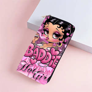 Wholesale Bettyy Boopp Cute Pattern PU Leather Wrist Wallet Multi-Color Long <strong>Zip</strong> Wallet Multi-<strong>Card</strong> Slots Slim Zipper Coin Purse - Product Image 6