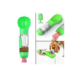 Bouteille d'eau portable 300 ml pour chat et chien avec récipient à nourriture et sac à déjections – Gamelle de voyage - Product Image 1