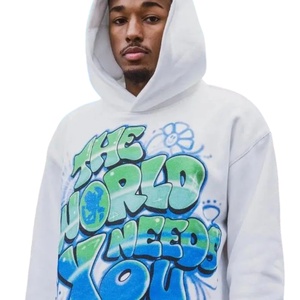 เสื้อฮู้ดลายกราฟฟิตีแบบกำหนดเอง โลกต้องการคุณ เสื้อฮู้ดพิมพ์ลาย เสื้อฮู้ดโอเวอร์ไซส์ สตรีทแวร์ เสื้อฮู้ดแบบสวมหัว ผู้ผลิต - Product Image 1