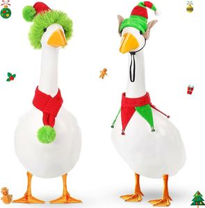 Tenues de Noël pour Porche : Vêtements de Canard Père Noël, Chapeau et Écharpe de Noël pour Canard en Ciment, Jardin, Fête de Noël, Patio, Extérieur - Product Image 1
