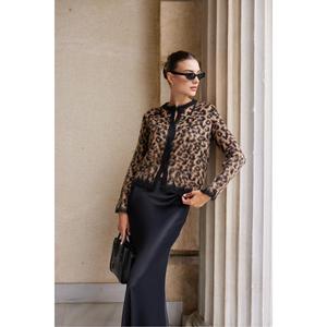 Cardigan da donna con motivi leopardati Beige-neri - Product Image 3