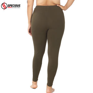 Leggings de Yoga hasta el Tobillo para Mujer, Hechos a Medida al por Mayor, de Spandex/Poliéster, Elásticos en Cuatro Direcciones, Cintura Alta, Color Verde Oliva Oscuro, MOQ 10 - Product Image 3