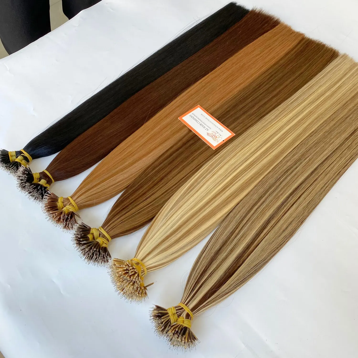 Ekstensi rambut lurus ujung Nano prepboned warna kustom terbuat dari 100% rambut manusia Vietnam