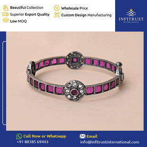 Suministro directo de fábrica, brazaletes étnicos con tachuelas de piedra de rubí de diseño floral de tamaño personalizado más vendidos al mejor precio de mercado - Product Image 2
