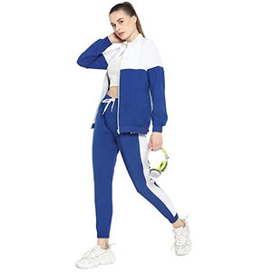 Ensembles de survêtement court en velours polaire coupe ajustée en coton 2 pièces pour femmes veste et pantalon de survêtement en velours d'hiver - Product Image 6