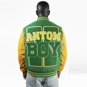 Vente en gros Veste d'hiver Veste de baseball universitaire pour hommes avec manches en cuir Manteau de baseball personnalisé avec broderie en chenille - Product Image 2